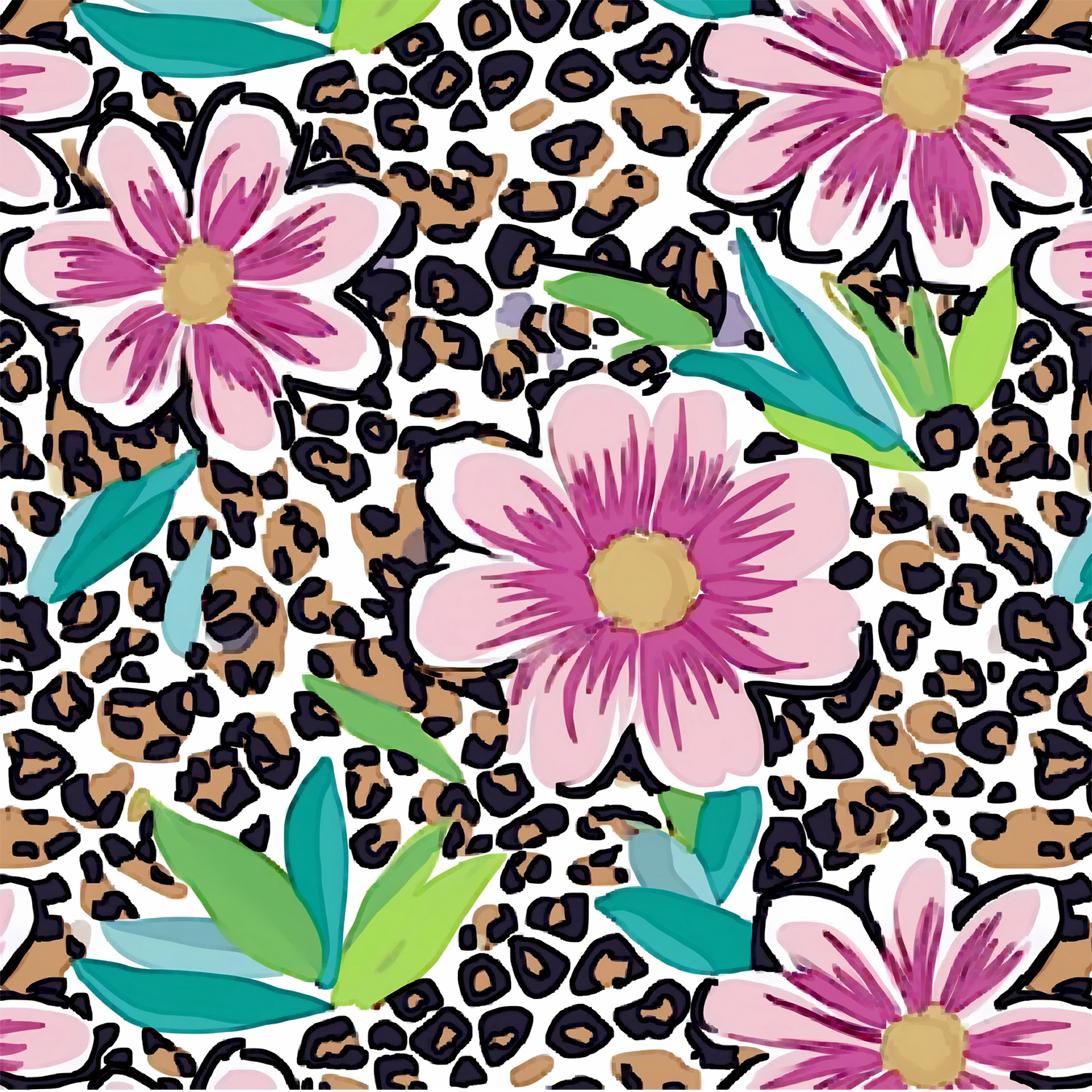 Cheetah Floral pattern