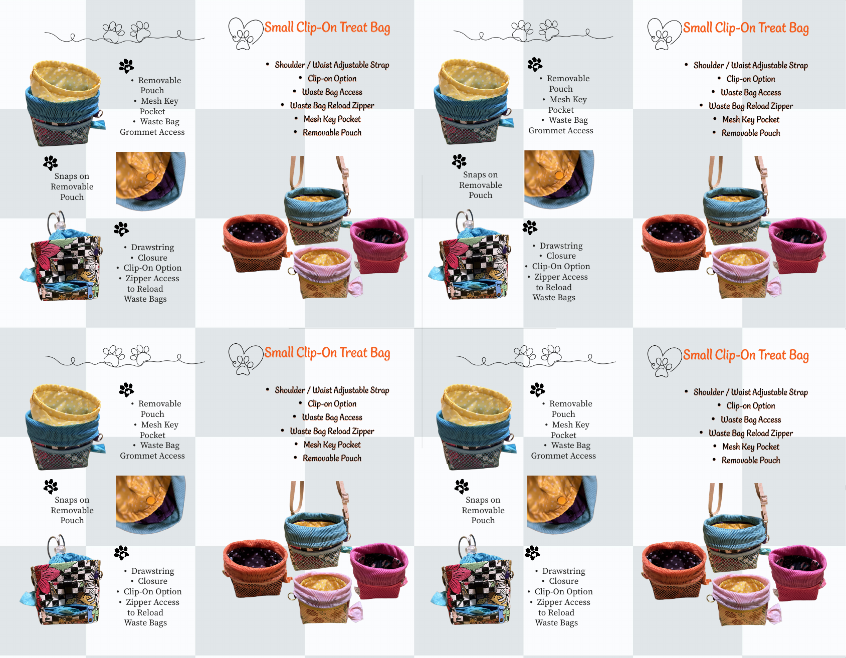 Small Clip-On Treat Bag foldup product sheet
